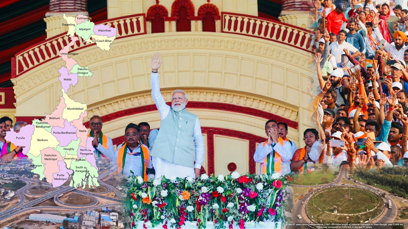 PM Narendra Modi announcing ₹18,700 crore infrastructure projects in West Bengal