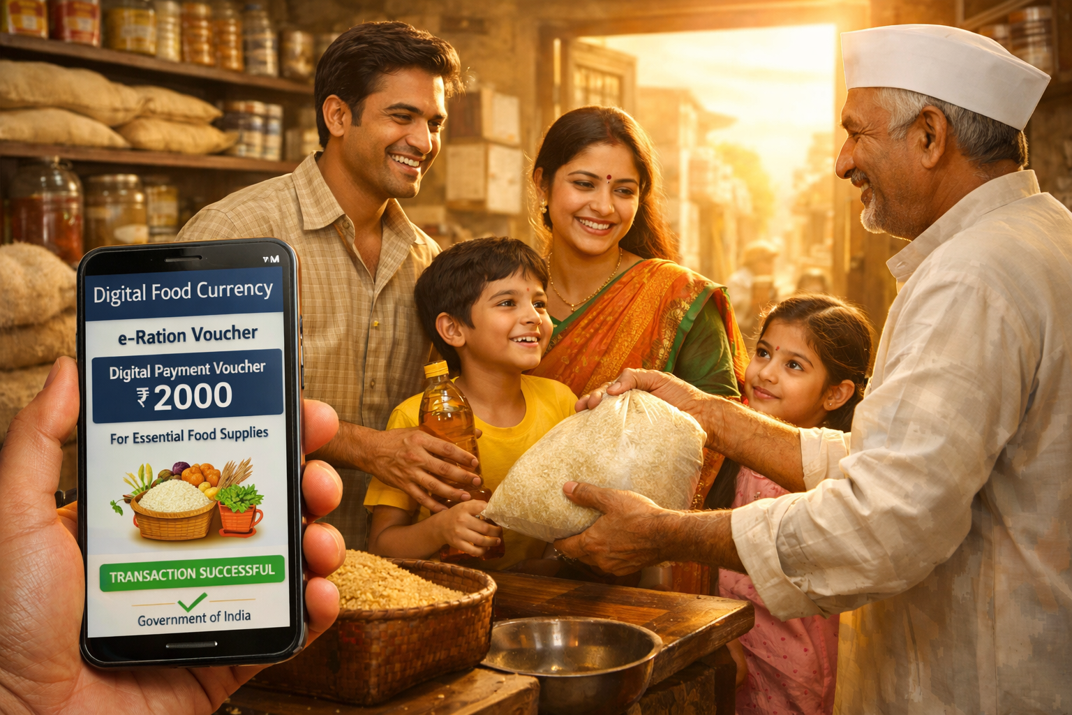 Family-receiving-rations-with-e-payment-voucher